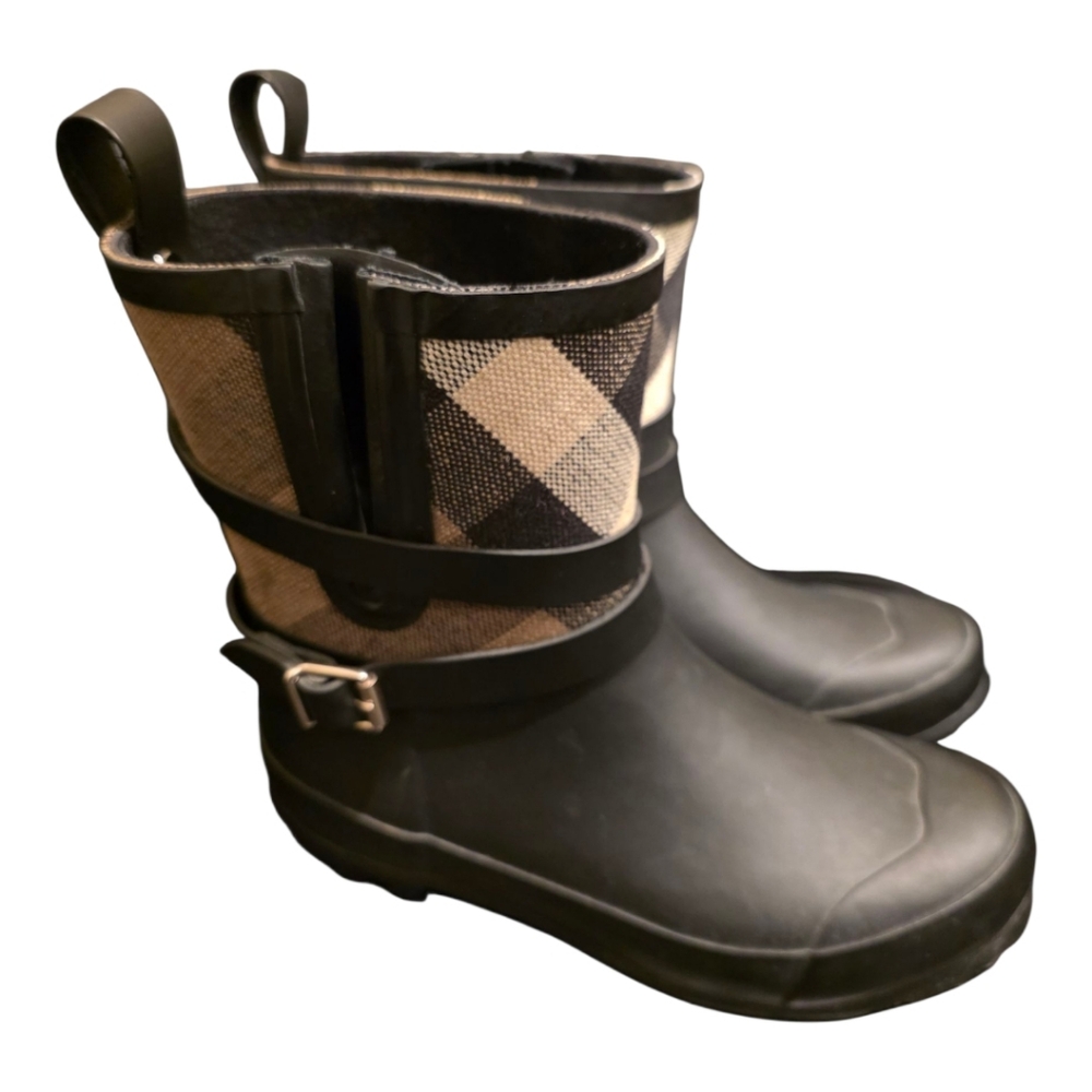 BURBERRY Holloway‎ Buckle Rubber Rain Boots - US 1.5Y (33)